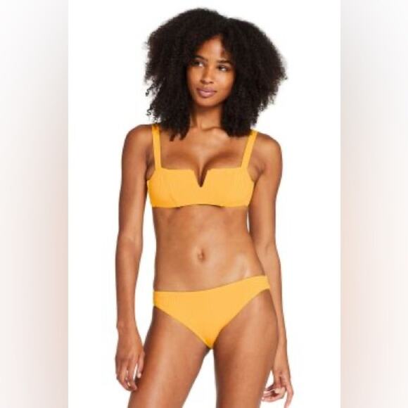Vitamin A Midori Classic Ribbed Swim Bikini Bottom in Iced Mango Size XS / 4 - Picture 1 of 12